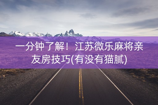 一分钟了解！江苏微乐麻将亲友房技巧(有没有猫腻)