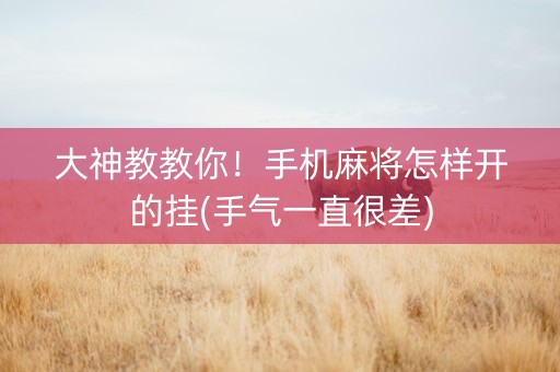 大神教教你！手机麻将怎样开的挂(手气一直很差)