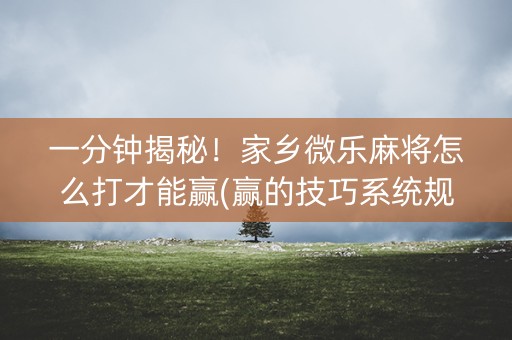 一分钟揭秘！家乡微乐麻将怎么打才能赢(赢的技巧系统规律)