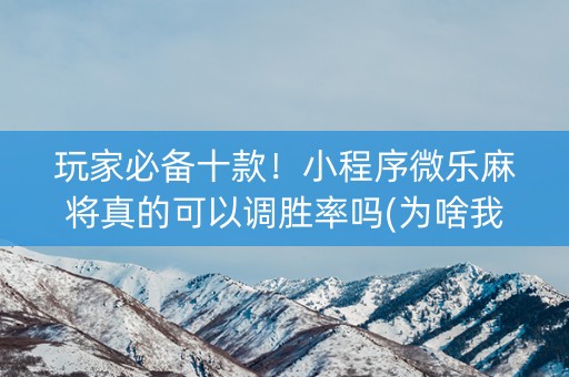 玩家必备十款！小程序微乐麻将真的可以调胜率吗(为啥我总是输)