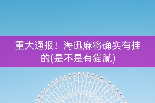 重大通报！海迅麻将确实有挂的(是不是有猫腻)