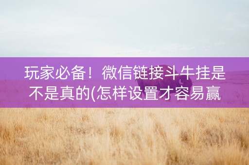 玩家必备！微信链接斗牛挂是不是真的(怎样设置才容易赢)
