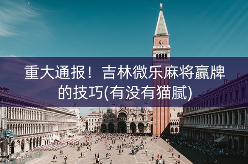 重大通报！吉林微乐麻将赢牌的技巧(有没有猫腻)