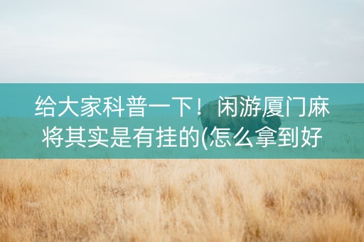 给大家科普一下！闲游厦门麻将其实是有挂的(怎么拿到好牌)