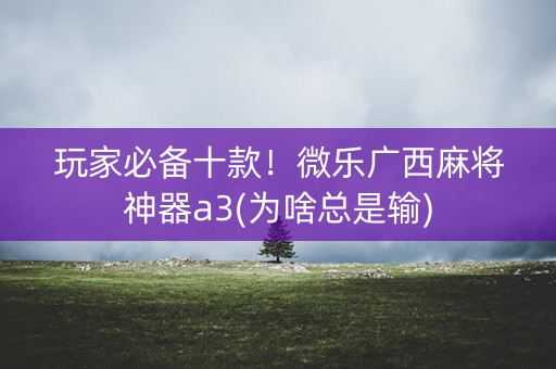 玩家必备十款！微乐广西麻将神器a3(为啥总是输)