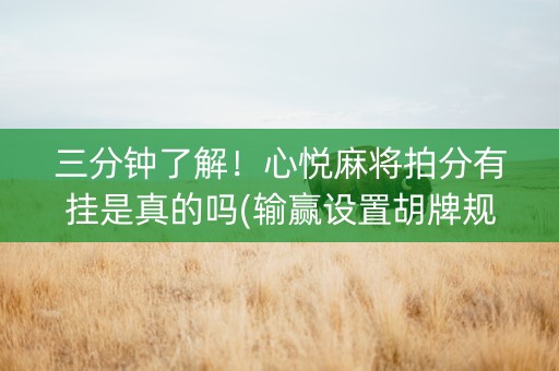 三分钟了解！心悦麻将拍分有挂是真的吗(输赢设置胡牌规律)