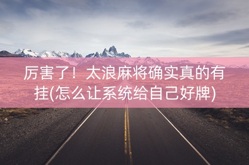 厉害了！太浪麻将确实真的有挂(怎么让系统给自己好牌)