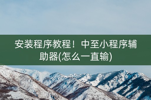 安装程序教程！中至小程序辅助器(怎么一直输)