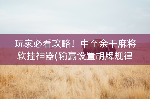 玩家必看攻略！中至余干麻将软挂神器(输赢设置胡牌规律)