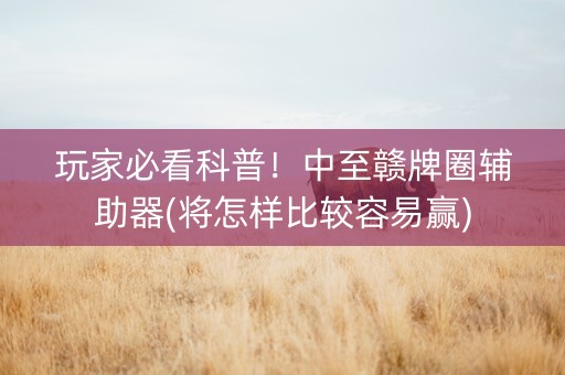 玩家必看科普！中至赣牌圈辅助器(将怎样比较容易赢)