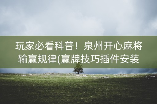 玩家必看科普！泉州开心麻将输赢规律(赢牌技巧插件安装)