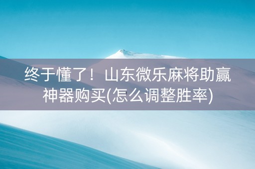 终于懂了！山东微乐麻将助赢神器购买(怎么调整胜率)