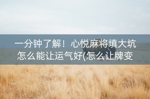 一分钟了解！心悦麻将填大坑怎么能让运气好(怎么让牌变好)