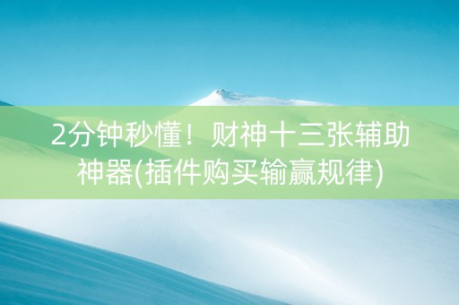 2分钟秒懂！财神十三张辅助神器(插件购买输赢规律)