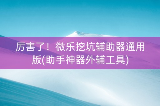 厉害了！微乐挖坑辅助器通用版(助手神器外辅工具)