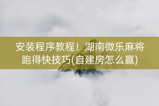安装程序教程！湖南微乐麻将跑得快技巧(自建房怎么赢)