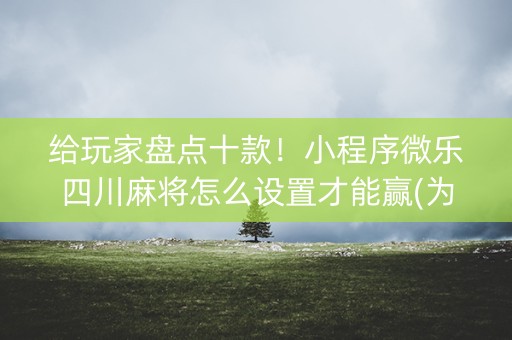 给玩家盘点十款！小程序微乐四川麻将怎么设置才能赢(为啥一直输)