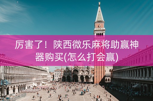 厉害了！陕西微乐麻将助赢神器购买(怎么打会赢)