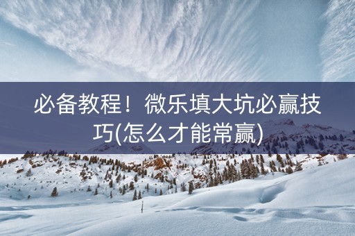 必备教程！微乐填大坑必赢技巧(怎么才能常赢)