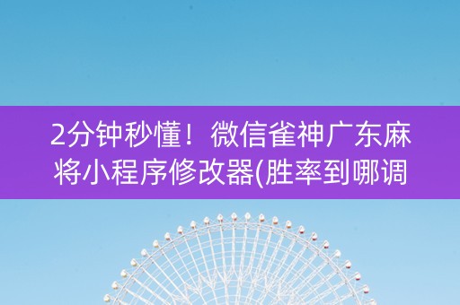2分钟秒懂！微信雀神广东麻将小程序修改器(胜率到哪调)
