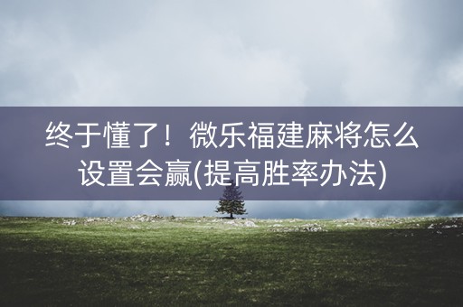 终于懂了！微乐福建麻将怎么设置会赢(提高胜率办法)