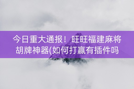 今日重大通报！旺旺福建麻将胡牌神器(如何打赢有插件吗)