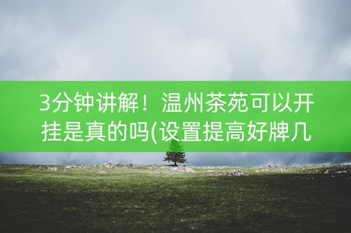 3分钟讲解！温州茶苑可以开挂是真的吗(设置提高好牌几率)