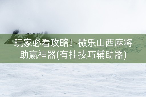 玩家必看攻略！微乐山西麻将助赢神器(有挂技巧辅助器)