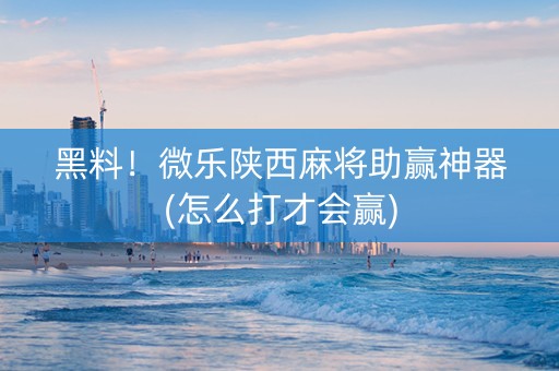 黑料！微乐陕西麻将助赢神器(怎么打才会赢)