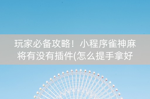 玩家必备攻略！小程序雀神麻将有没有插件(怎么提手拿好牌)