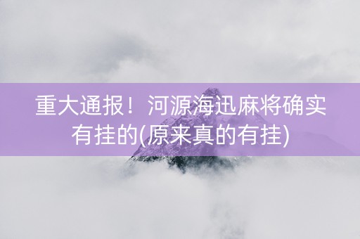 重大通报！河源海迅麻将确实有挂的(原来真的有挂)