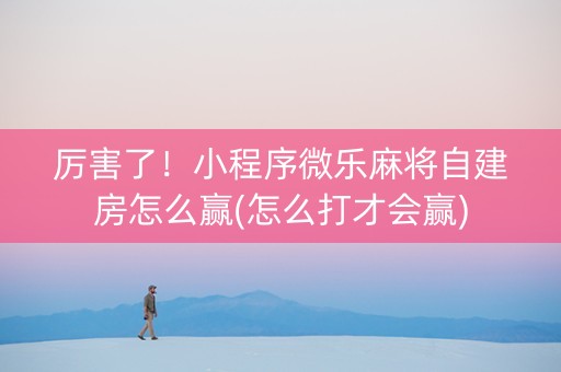 厉害了！小程序微乐麻将自建房怎么赢(怎么打才会赢)