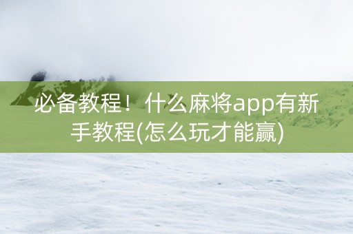 必备教程！什么麻将app有新手教程(怎么玩才能赢)