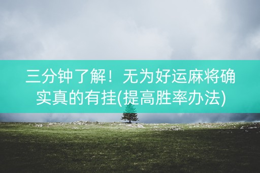 三分钟了解！无为好运麻将确实真的有挂(提高胜率办法)