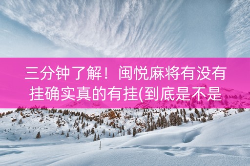 三分钟了解！闽悦麻将有没有挂确实真的有挂(到底是不是有挂)