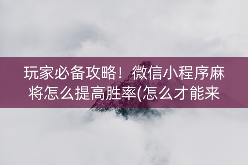 玩家必备攻略！微信小程序麻将怎么提高胜率(怎么才能来好牌)
