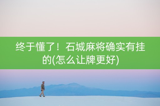 终于懂了！石城麻将确实有挂的(怎么让牌更好)