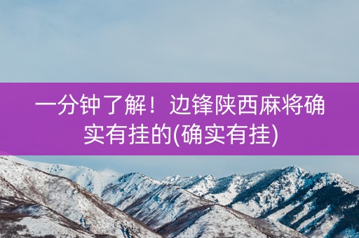 一分钟了解！边锋陕西麻将确实有挂的(确实有挂)