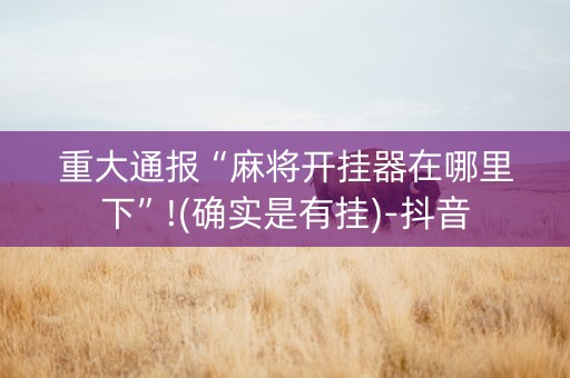 重大通报“麻将开挂器在哪里下”!(确实是有挂)-抖音