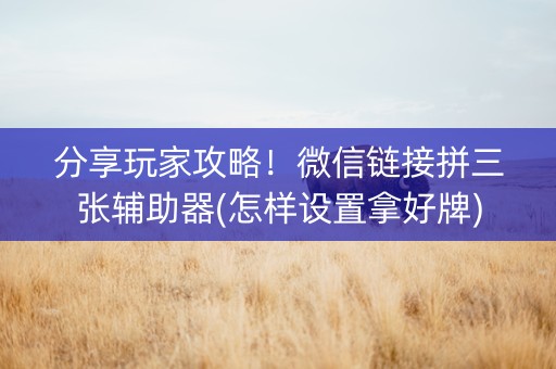 分享玩家攻略！微信链接拼三张辅助器(怎样设置拿好牌)
