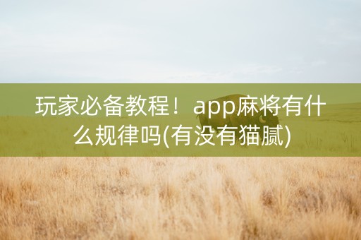 玩家必备教程！app麻将有什么规律吗(有没有猫腻)