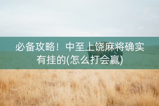 必备攻略！中至上饶麻将确实有挂的(怎么打会赢)