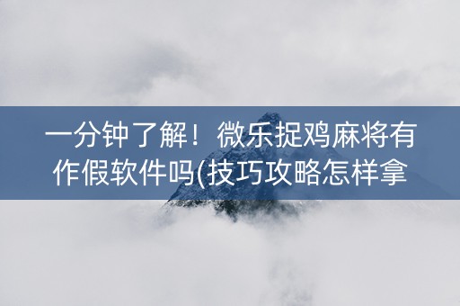 一分钟了解！微乐捉鸡麻将有作假软件吗(技巧攻略怎样拿好牌)