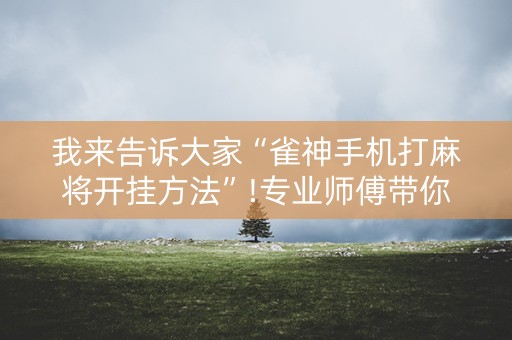 我来告诉大家“雀神手机打麻将开挂方法”!专业师傅带你一起了解（详细教程）-抖音