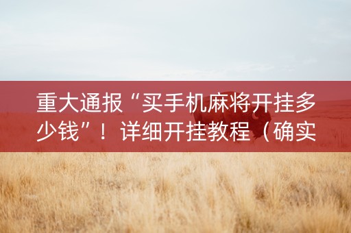 重大通报“买手机麻将开挂多少钱”！详细开挂教程（确实真的有挂)-抖音