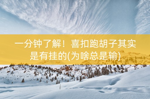 一分钟了解！喜扣跑胡子其实是有挂的(为啥总是输)