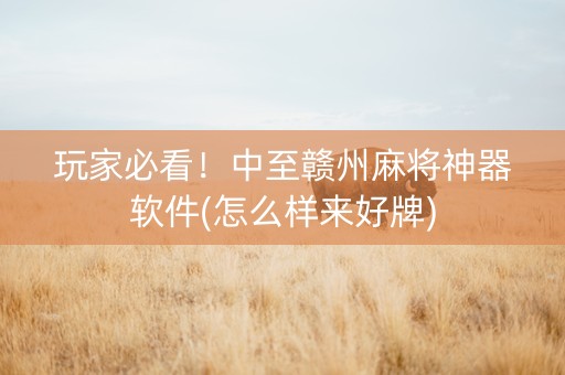 玩家必看！中至赣州麻将神器软件(怎么样来好牌)