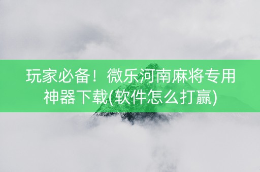 玩家必备！微乐河南麻将专用神器下载(软件怎么打赢)
