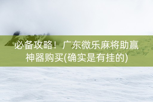 必备攻略！广东微乐麻将助赢神器购买(确实是有挂的)
