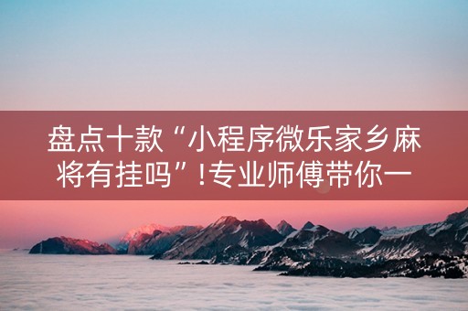 盘点十款“小程序微乐家乡麻将有挂吗”!专业师傅带你一起了解（详细教程）-抖音